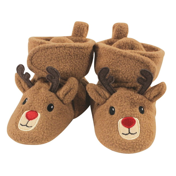 Hudson Baby Infant Fleece Christmas Reindeer Booties Winter Casual